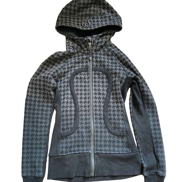 lululemon athletica Tops - LULULEMON Scuba Hoodie II *Giant Houndstooth Dip Dye Deep Coal Black* Size 2